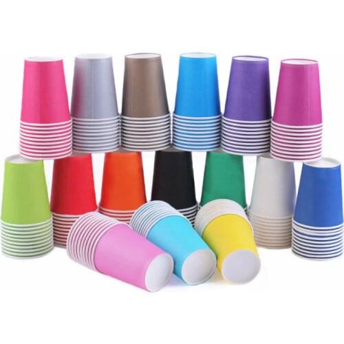 20pcs Pure Colour Party Disposable Cups DIY Decoration Baby Shower Kids Birthday Wedding Picnic paper cups party supplies