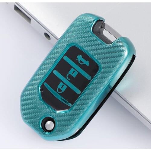 3 Button Carbon Fiber TPU Car Remote Key Pocket Cover Case Shell For Honda Civic CR-V HR-V Accord Jade Crider Odyssey 2015- 2018