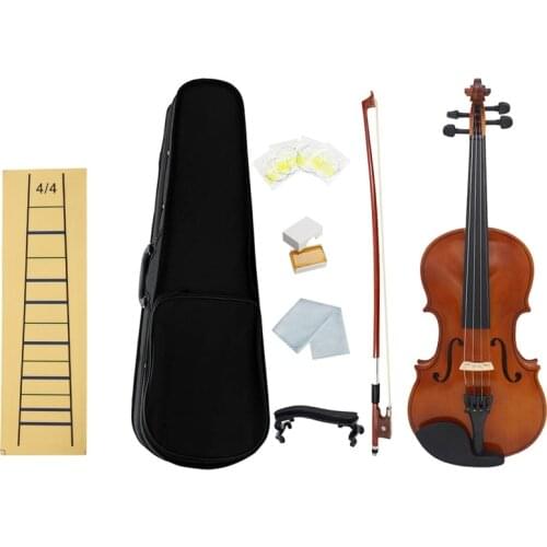 4/4 Ball Violin Square Wall Vinyl Violin with Fret Marker Fret Board & 1/4 Violin Natural Acoustic Solid Wood