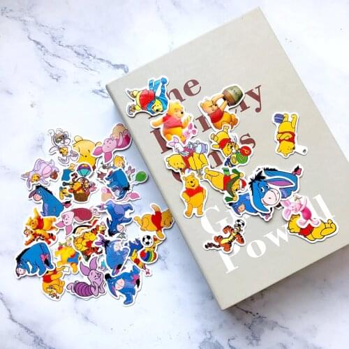 40pcs Winnie the Pooh Decals Disney Tigger Piglet Eeyore Stickers Catoon Notebook Children Waterproof Graffiti PVC Tags Kawaii