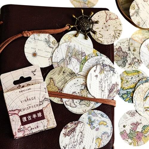 20packs/lot Cute Vintage Hemisphere Diary Adhesive Scrapbooking Decorative DIY Stickers Wholesale