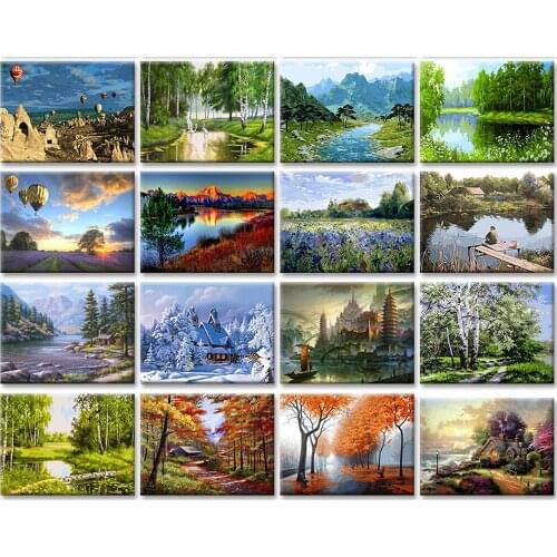 5D DIY Diamond Painting Kits Nature Landscape On Canvas Full Round With AB Drill Home Decoration DIY For Unique Handicraft Gift