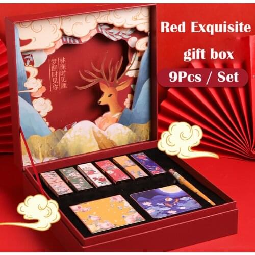 9PC/Set Cosmetic Set Makeup Non-Stick Cup Lipstick Kit Air Cushion Finishing Powder Face Powder Eye Shadow Lighting Gift Box