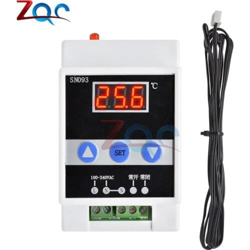 AC 110V-220V 240V Guide Rail LED Digital Thermostat Temperature Controller Incubator Refrigeration Heating Thermalregulator