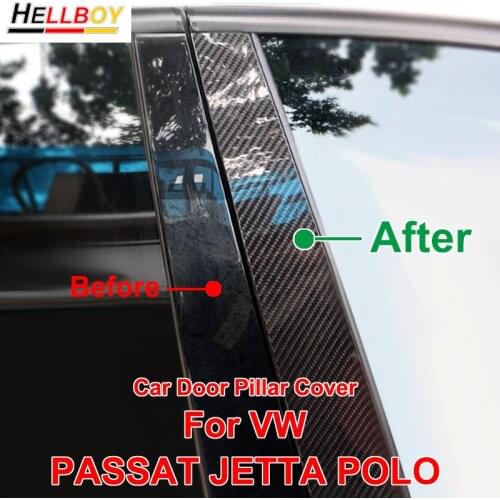 Carbon Fiber Car B Pillar Cover Trim Sticker For Volkswagen Passat B7 2011-2017 VW POLO 2019 2020 Jetta MK7 Car Door Window