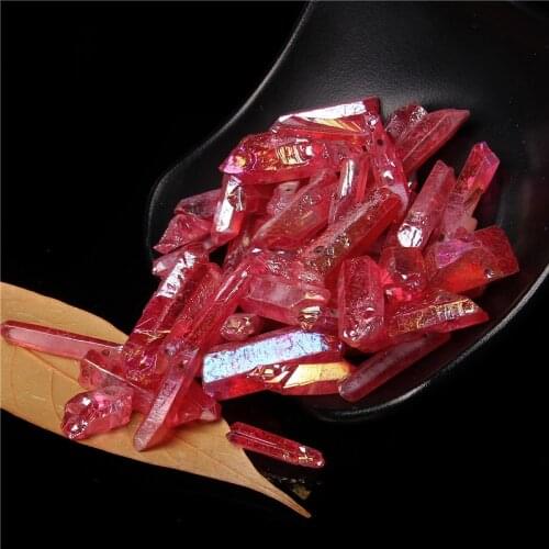 20pcs/lot Red Plated Quartz Crystal Beads Top Drilled Point Pendant Beads Natural Rough Rock Crystal Sticks Beads Jewelry Making
