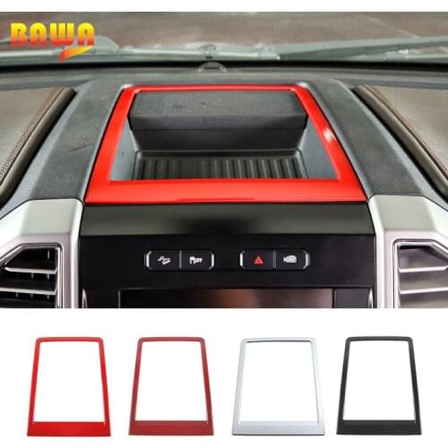 BAWA Carbon fiber style Central control Storage Table Covers Stickers Trim Accessories for Ford F150 2015+Car Car Access