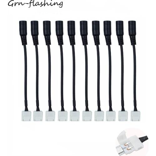 DC 5.5x2.1mm Female Connector to 10mm 2pin panel Free Welding Connect wire for SMD 5050 2835 Single Color Strip Accessories