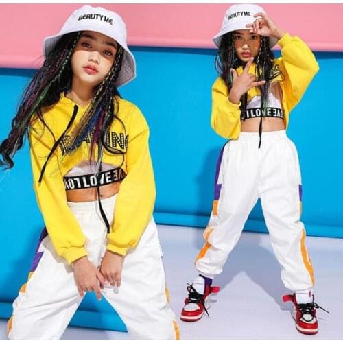 Kids Hip Hop dance wear Outfits Dance Hoodie Costumes Girls cheerleader performance Clothing Modern Jazz Dancing Suits