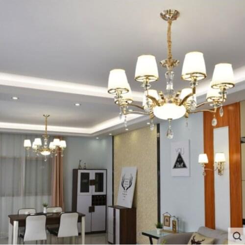 European chandelier post modern minimalist crystal luxury warm hotel living room bedroom hanging lamps