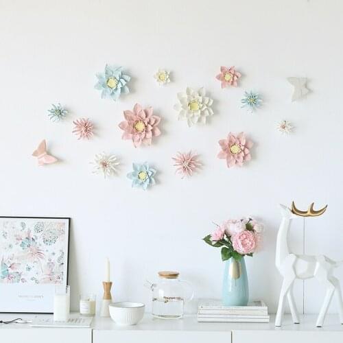 Ceramic flower wall decoration wall decoration creative living room bedroom wall TV background wall solid wall decoration