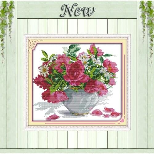 Colorful Roses and daisies,counted print on canvas DMC 11CT 14CT Cross Stitch kit,needlework Set DIY embroidery,Beautiful Flower