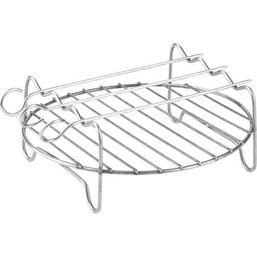 Round Roasting Stand Barbecue Grill Holder With Skewers Kitchen Tool Air Fryer Rack Stainless Steel Double Layer Rack Versatile
