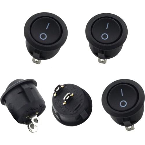 Small Round Rocker Switch Black 2-Pin 2-Files 3A/250V 6A/125V Seesaw Power Switch Round Switch 16*10mm Switch