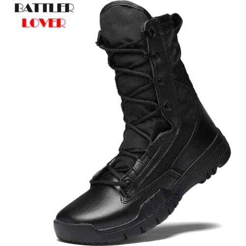 2019 Desert Boots Men Cowhide Safety Shoes Botas Hombre Motorcycle Boots Men Martin Army Boots Mens Ankle High Top Work Shoes