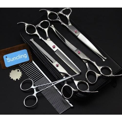 7 Inch High Quality Round Tip Safety Japan Stainless Steel Hair Grooming Cutting Thinning Scissors Sets For Pets