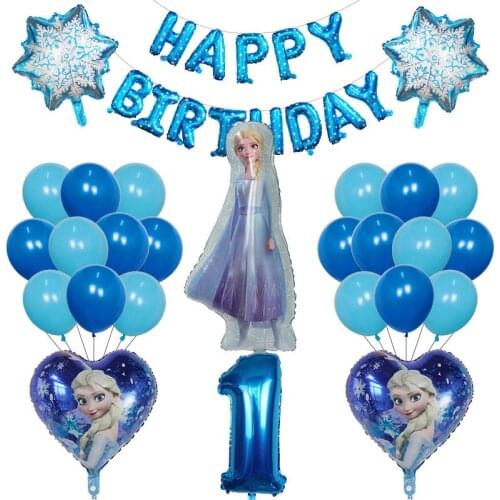39pcs Cartoon Frozen Princess Elsa Foil Balloons Set 30inch Number Globos Baby Shower Happy Birthday Party Decorations Kids Toys