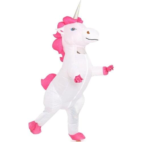 Rainbow Unicorn Inflatable Cosplay Costume Pony Halloween Costumes for Adult Kids Women Men Party Inflatable Suit Jumpsuit