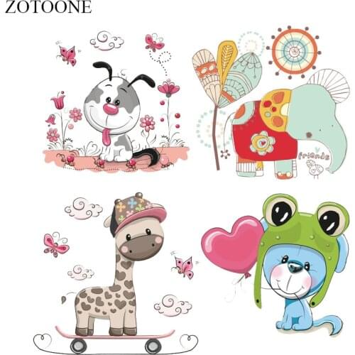 ZOTOONE Cartoon Animal Patches Heat Transfers For Kids Clothes Diy T-shirt Iron-on Transfer Cute Dog Christmas Gift For Body E