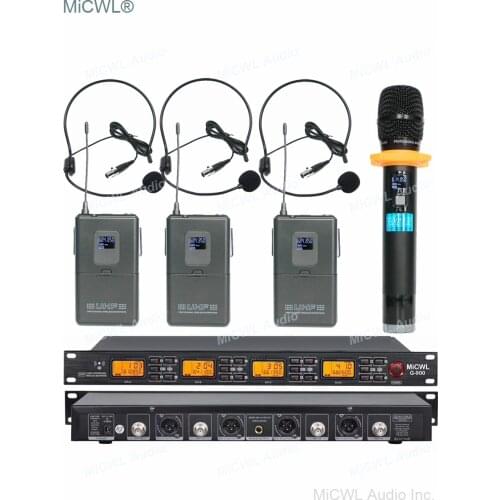Original MiCWL G900 Wireless Microphone 3 Belt Pack 1 Handheld System for Stage Performance Karaoke 240 Channel Mics Microphones