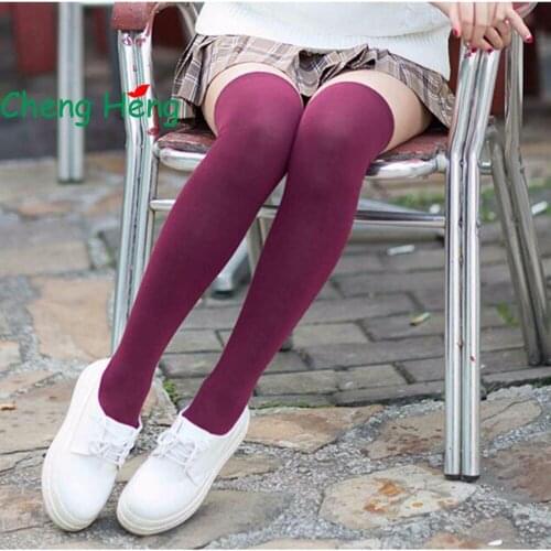 Autumn And Winter Sweetheart Girls Were Thin Micro-Pressure Solid Color Long Tube Socks Over Knee Socks Cotton Socks