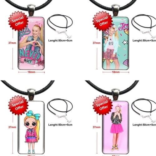 Jojo Siwa Necklace Fashion Long Chain With Rectangle Necklace Jewelry For Women Wholesale