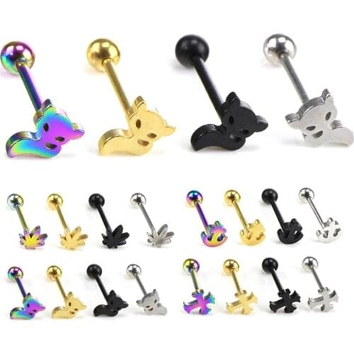 1pc Sexy Tongue Piercing Stainless Steel Tongue Rings Rainbow/gold Cross Anchor Piercing Jewelry 14G Punk Body Jewelry for Women