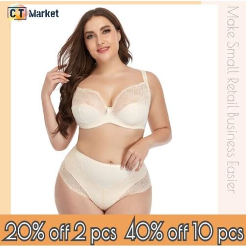 Plus Size E Cup Underwire Bra Panty Women Lace Lingerie Set Wholesale Underwear CT88717