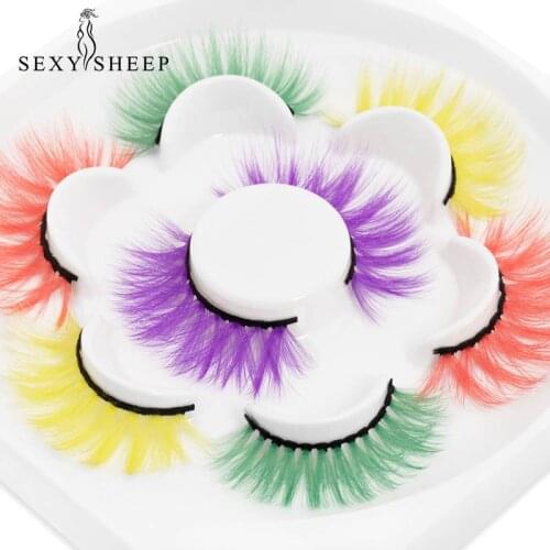 SEXYSHEEP 4 Pairs 3D White Mink Lashes Wholesale Natural Long Thick Fluffy Colorful False Eyelashes Lash Extension Supplies