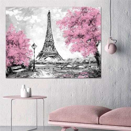 Romantic Pink and Red Tree with lovers landscape canvas painting modern girls room decoration wall art pictures canvas prints