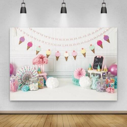 Happy Birthday Candy Ice Cream Baby Shower Fantasy Party Decro Photophone Photozone Photo Backdrop Customized Photo Background