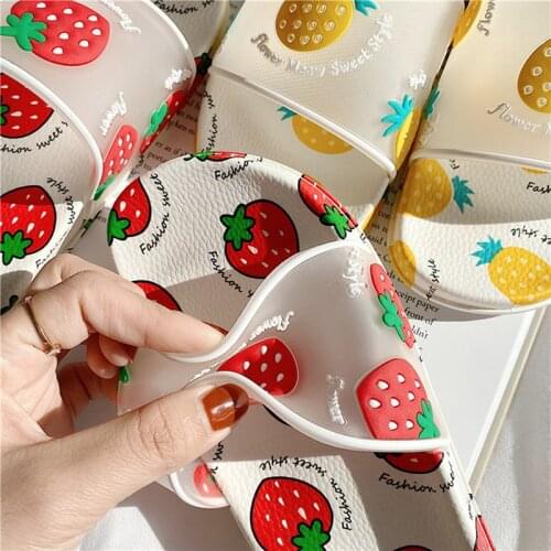 Summer Slippers Women Slides Women Shoes Cartoon Fruit Strawberry Pineapple Peach Girl Flip Flops Slide Sandals Beach Slides