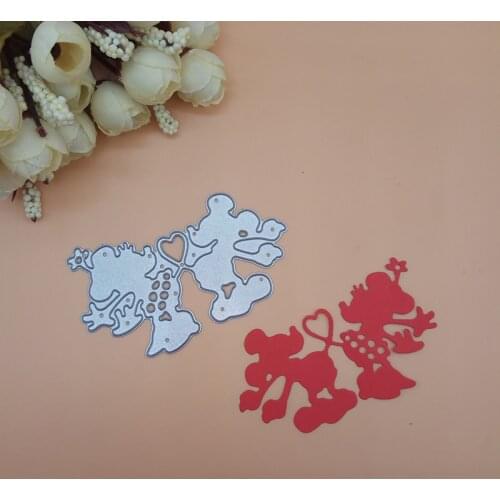 Cute mouse heart Wedding Lover Cutting Dies Knife Mold Scrapbooking Dies Metal Embossing Stamps and die for Card Making DIY