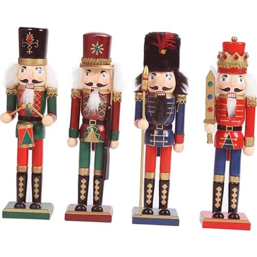 Traditional Wooden Royal Soldier Nutcracker Red and Green, Festive Christmas Decor, 12" Tall Perfect for Shelves and Tables