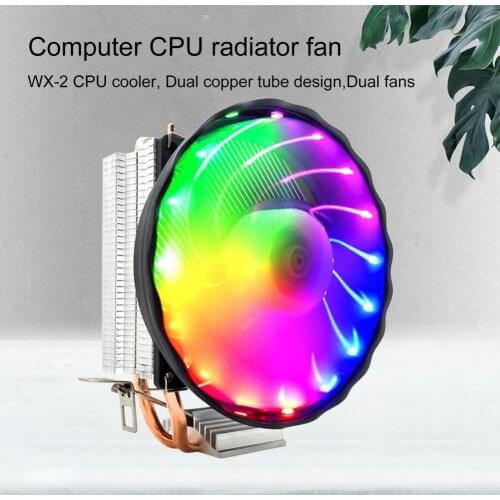 WX-2 Portable CPU Radiator with Colorful RGB Light Cooling Fan for Desktop Computer