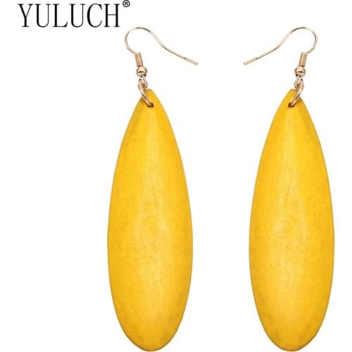 YULUCH Simple wood pendant earrings for girls four colors popular casual accessories for women