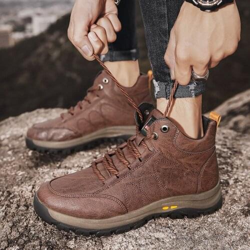 ZEEKSON Korean Fashion Casual Mens Shoes New High-top Shoes Fashion Plus Velvet Warm Outdoor Travel Hiking Mens Shoes