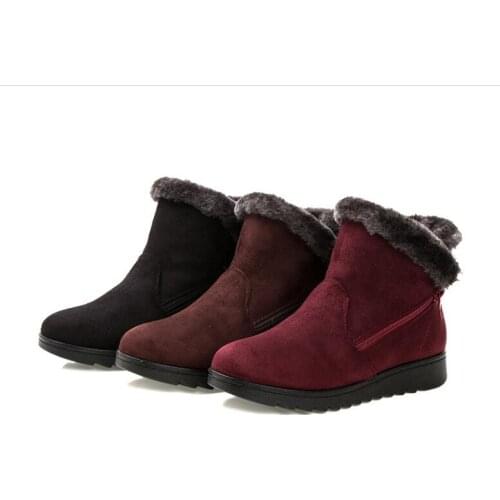 Fashion cotton Women Snow Boots Warm Short Fur Plush Winter Ankle Boot Plus Size Platform Ladies Suede Zip Shoes Female