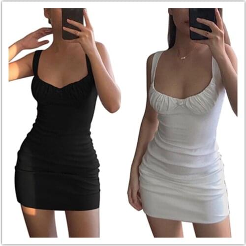 Kayotuas Women Dress Summer Bodycon Slim Fit Hot Sale Pleated Ruched Fashion Sexy Ladies Clubwear Casual Outfit