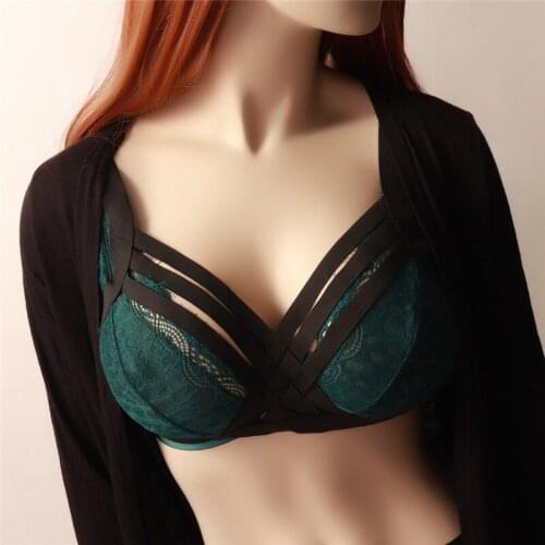 Women Open Chest Crossed Sexy Lingerie Sexy Body Harness Bondage Fetish Harness Belt Bra Gothic Top Kawaii Frame Cage Bra O040