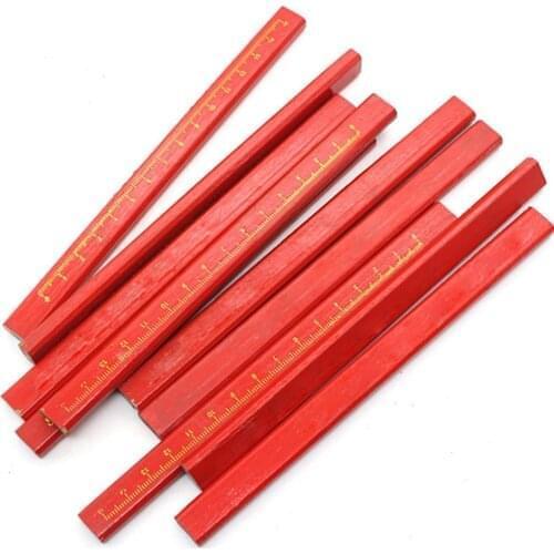 10pcs 175mm Octagonal Square Black Carpenter Pencil Hard Mark Drill Holes Saw lines Measurements Woodworking Tool Accessories