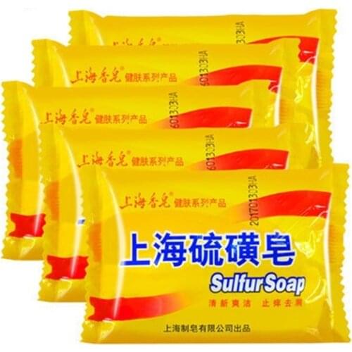 4PCS 85g Shanghai Sulfur Soap 4 Skin Conditions Acne Psoriasis Seborrhea Eczema Anti Fungus Perfume Butter Bubble Bath Healthy S