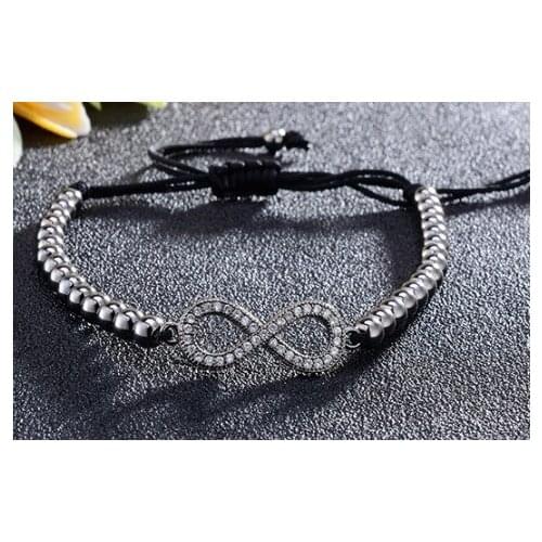 8mm jtu4 glasses infinity gold silver cz zircon cubic zirconia bracelet adjusted Macrame Charm Braided Copper Rope Bangles