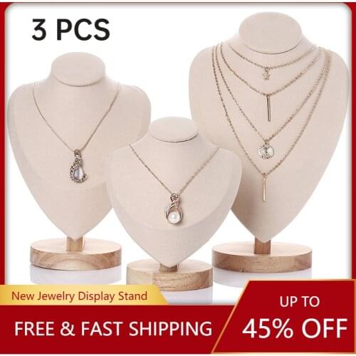 3 Pack Velvet Jewelry Easel Necklace Chain Display Bust Stand Tower Rack for Home Bedroom