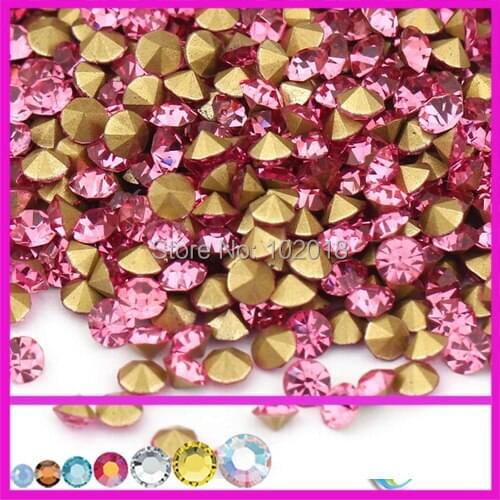 Free shipping 1440pcs ss20 round shape cristal stones point back rhinestones chatons rose color for jewelry making suppliers