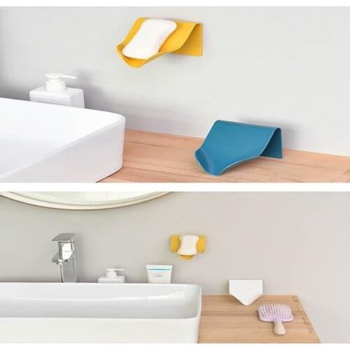 Soap Dishes Drain Bathroom Sponge Holder Wall Mounted Organizer Storage Rack Kitchen Soap Box Hanging Shelf Nordic Style