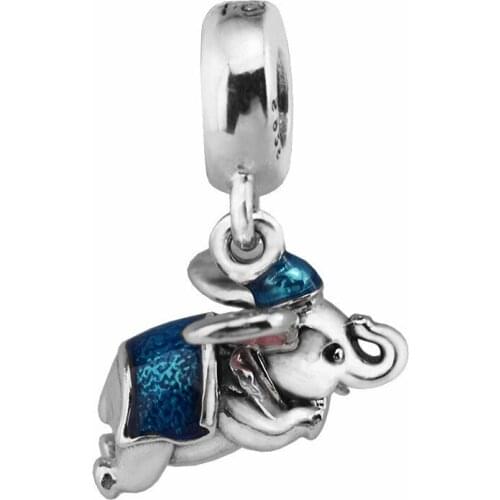 Cartoon Big Ears Elephant Enamel Charms for Bracelets & Bangles Women DIY Jewelry 925 Sterling Silver Charms for Jewelry Making