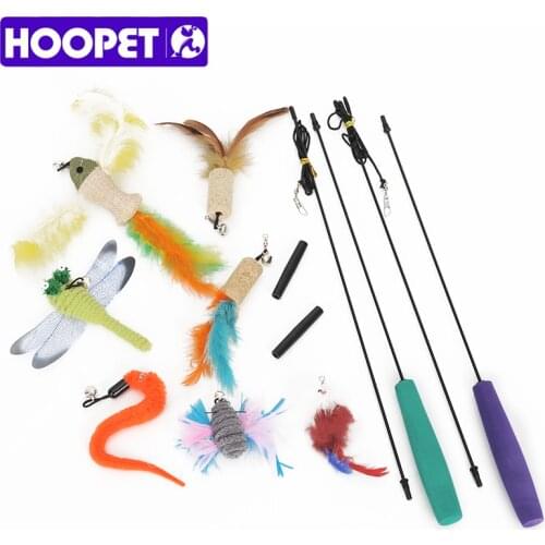 HOOPET Pet Cat Toys Design Bird Feather Plush Plastic Toy for Cats Stick Interactive Supplies