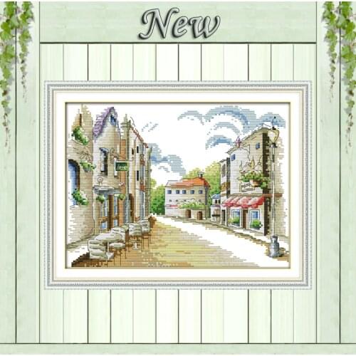 Street views European town diy decor painting counted print on canvas DMC 11CT 14CT kits Cross Stitch embroidery needlework Sets