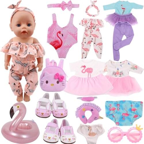 Kitty Flamingo Unicorn Doll Clothes For 18 Inch American Doll Girl Toy 43 cm Born Baby ReBorn Clothes Accessories Our Generation
